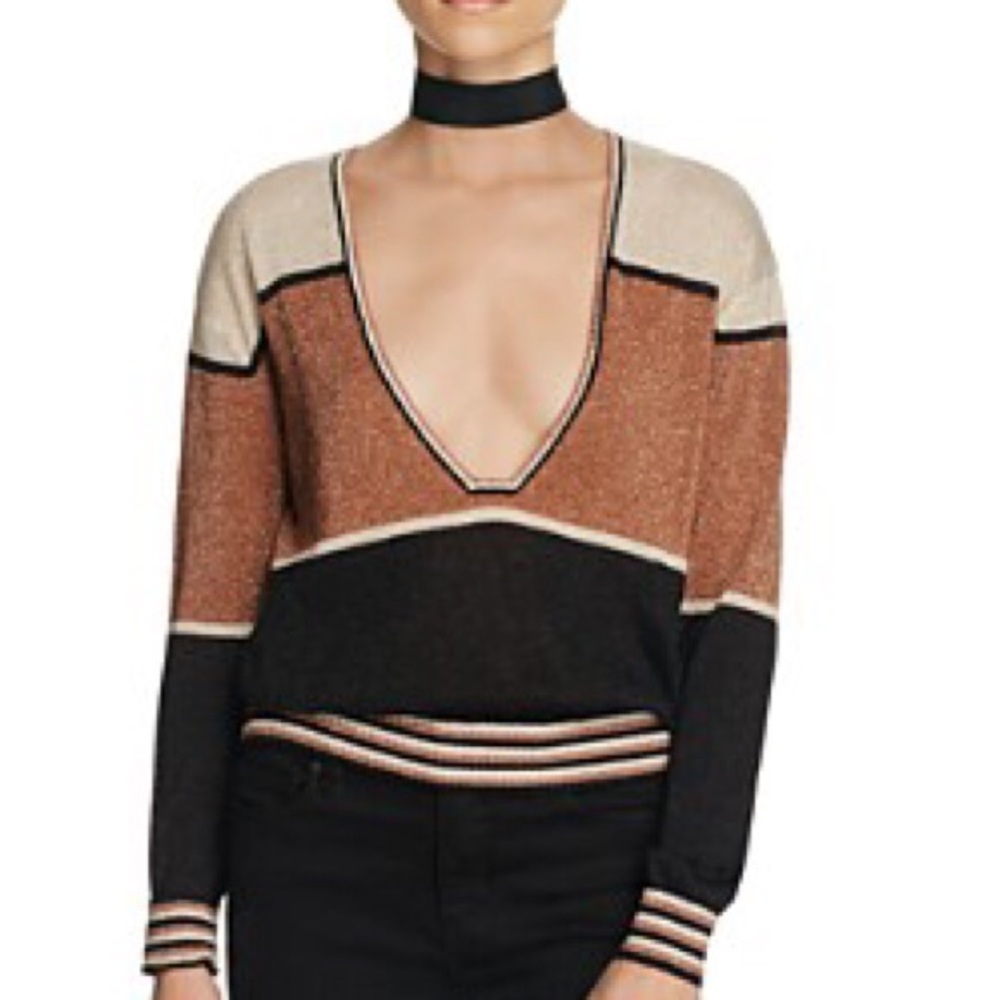 FREE PEOPLE gold dust pullover sweater top